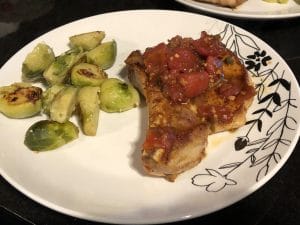Keto Pork Chops with Stewed Tomatoes