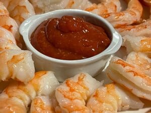 Shrimp with homemade keto cocktail sauce