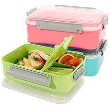 green pink and blue food storage containers