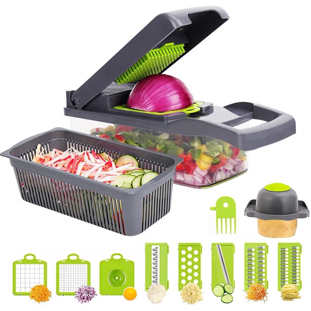 AHCZDDK Vegetable Chopper - Time-and Labor-Saving Food - Pro Onion Cutter  and Dicers, 12 in 1 Multifunctional Veggie Chopper, Container for Salad