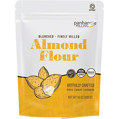 white and yellow package of Panhandle almond flour