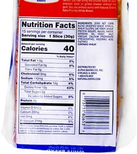 nutritional information for Natural Ovens bread