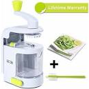 white and lime green vegetable spiralizer with recipe book